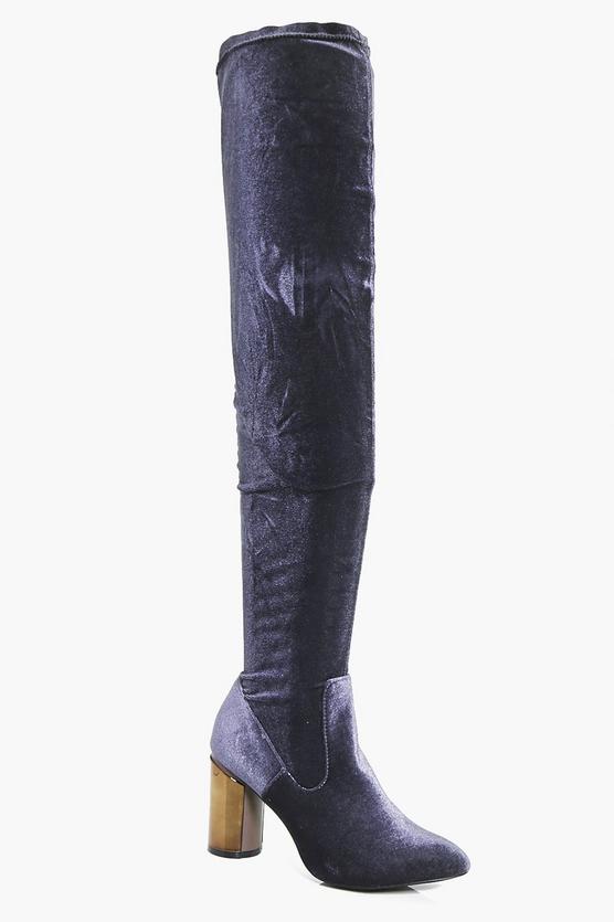 Maisy Metallic Cylinder Heel Thigh High Boot